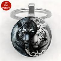 Tai Chi Dragon/Tiger Bagua Time Gem Keychain Pendant - New European/American Style