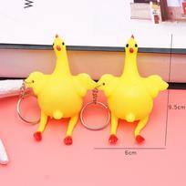 Creative Prank Squeeze Egg Chicken Stress Relief Keychain Toy
