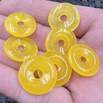 Yellow Dragon Quartzite Jade Coin Pendant Bracelet Diameter ~15mm