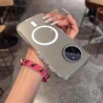 Case for realme 11 4G Minimal Semi-Transparent Magnetic Casing Raised Electroplated Lens Bezel Anti-Slip Drop Resistant Protective Shell realme 11 4G