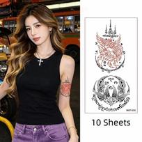10 Sheets Fake Temporary Tattoo Instant Body Art Sticker  Finger Hand Legs Arm Style 10