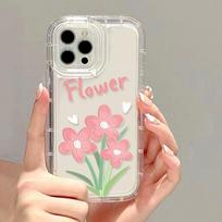 Pink flower for iPhone17promax mobile phone case Apple 14 girl heart 13/16 large hole 15 soft case x Apple 15