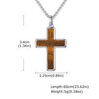 Stylish Men's Natural Black Onyx Cross Necklace,Waterproof Stainless Steel Cross Pendant,Christmas Valentine's Day Gift 60cm