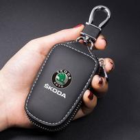 LQLT3 Car Keychain Key Protector Bag Leather Key Holder For Skoda octavia 2 a7 a5 rapid fabia yeti superb SCALA citigo virs Accessorie