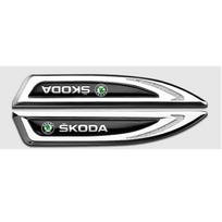 LQLT3 2pcs Metal Auto Badge Body Side Fender Blade Sticker Decor Car Accessories For Skoda Octavia 2 3 Kodiaq Fabia Karoq Superb Rapid
