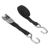 1in 25mm Ratchet Tie Down Straps Black Rust Proof   Stitching for MotorcycleTrailer Truck Kayak Boat