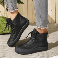 Nauji Moteriški Šilti Žieminiai Batai Ankle Boots Medvilniniai Batai Plokščiu Padu Neslystantys Minkštu Padu Batai Moteriški Batai Moterims 35 juoda