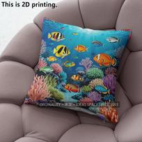 Underwater Coral Reef Scene Throw Pillow Covers Pattern Cushion Cover Suitable For Sofa Bedroom Car Pillow Cover 40x40cm
