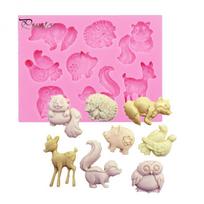 Pelėda Voverė Elnias Silikono torto formavimas Fondant Candy Chocolate DIY kepimo įrankis rožinė