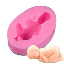 Silikono formos 3D Sleep Baby Rankų darbo šokoladinis fondant pyragas sausainiai Desertų kepimo dekoravimo įrankiai rožinė
