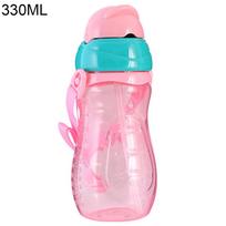 Puntos Baby 260/330 ml nešiojamas nesandarus geriamojo vandens butelio šiaudų puodelis su rankenomis 330ml rožinė