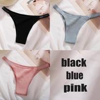FINETOO 3Vnt./komplektas Medvilninės kelnaitės kelnaitės Moteriškos apatinės kelnaitės Moteriškos Sexy Knickers Moteriškos strypai Apatiniai Vienspalviai Intymus apatinis trikotažas M gray