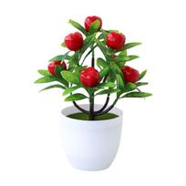 Dirbtiniai bonsai, subtilūs tikroviški plastikiniai dekoratyviniai imituoti vaisiai biurui 6