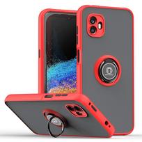 KEYSION Fashion matinis dėklas, skirtas Samsung XCover 6 Pro skaidrus smūgiams atsparus žiedinis stovas telefono galinis dangtelis, skirtas Galaxy XCover6 Pro 5G for Samsung XCover 6 Pro raudona