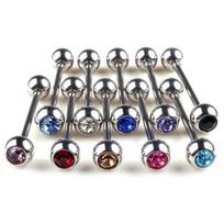 10Pcs Unisex Rhinestone Ball Barbell Rings Body Tongue Bars Punk Mixed Piercing gray