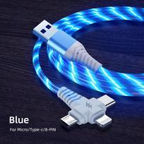 3in1 USB duomenų kabelis skirtas iPhone16 15 14 13 12Pro 11 greito įkroviklio įkrovimo laidas-c, skirtas Samsung Poco X6 X7 Xiaomi 14 15 Redmi NOTE 14 Micro USB laidas 1m mėlyna