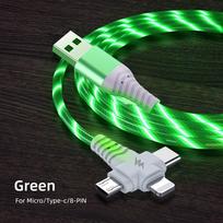 3in1 USB duomenų kabelis skirtas iPhone16 15 14 13 12Pro 11 greito įkroviklio įkrovimo laidas-c, skirtas Samsung Poco X6 X7 Xiaomi 14 15 Redmi NOTE 14 Micro USB laidas 2m žalia