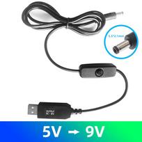Fonken 5V į 9V/12V USB konvertavimo kabelis Maitinimo bloko jungtis Maršrutizatoriaus jungties kabelio stiprintuvo kabelis su jungiklio maitinimo didinimo linija 5V to 9V juoda