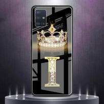 Stiklinis telefono dėklas, skirtas Samsung Galaxy A52 A51 A71 A50 A21s A53 A32 A91 A12 A41 A31 A33 grūdinimas Funda viršelio karūnos abėcėlės raidė for Samsung A70