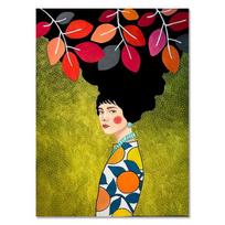 Šiuolaikinės moterys Spalvingos gėlės Mergaitės plaukai Sienos menas Drobės tapyba Nordic plakatas Vintage sieniniai paveikslai svetainei 21cm×30cm No Frame black