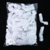 100 vienkartinių dušo kepurių, maudymosi maudynių, vandeniui atsparių suaugusiųjų plaukų džiovinimo kepurių, dulkių nepraleidžiančių plastikinių galvos apdangalų vyrams ir moterims balta