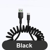 Marjay 5A USB tipo C laidas Greito įkrovimo spyruoklinis laidas, skirtas iPhone 11 12 13 Micro USB laidas, skirtas Samsung Xiaomi Huawei Data Wire 1.5m For Micro juoda