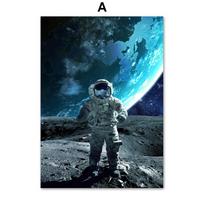 Space X Astronaut Rocket Moon Kosmoso stotis Sienų meno spaudiniai Drobės tapyba Šiaurės šalių plakatų sienų nuotraukos svetainės dekoravimui A4 21X30cm No Framed