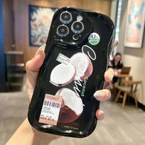 Silikoninis Soft Wave dėklas Blizgus mados kokoso lukšto mobilusis telefonas juodas galinis dangtelis, skirtas iPhone Samsung Xiaomi Redmi Poco iPhone 6
