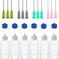 6 vnt. klijų aplikatoriaus buteliukai, 30 ml plastikiniai suspaudžiami lašintuviniai buteliukai su bukais adatos galiukais 14ga 16ga 18ga 20ga 1 Set