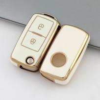 Skirta VW Volkswagen MK4 Bora Golf 4 5 6 Jetta Passat Polo Bora Touran Skoda Seat TPU 2 mygtukai TPU automobilio raktų dėklo dangtelio korpusas balta