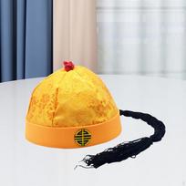 Kinijos rytietiška skrybėlė kronprincas Mandarin Azijos patogūs galvos apdangalai Čing imperatorius Yellow 54cm