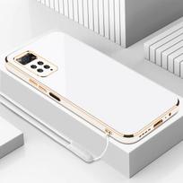 Dėklas Xiaomi Redmi Note 11S, Dėklas Redmi Note 11, Dėklas Redmi Note 11 4G, Prabangus kvadratinis dengtas telefono dėklas, Smūgiams atsparus galinis dangtelis Redmi Note 11S&Case & Strap sniego baltumo spalva