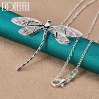 DOTEFFIL 925 Sterling Silver Dragonfly Pendant Necklace Wedding Party Fashion Jewelry 45cm