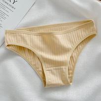 FINETOO medvilninės kelnaitės moteriškos kelnaitės Moteriškos M-XL apatinės vienspalvės apatinės kelnaitės Mergaičių mados intymūs M smėlis