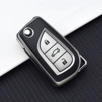 Toyota Aygo Yaris Highlander Camry RAV4 Raktų laikiklis TPU 3 mygtukų automobilio rakto dangtelis dėklas apvalkalas apsauga pakabukas automobilio priedai sidabras