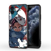 Anime Demon Slayer Apple iPhone 15 14 13 12 11 Mini XS XR X Pro MAX SE 2020 Plus Juodas Silikoninis Telefono Dėklas iPhone 13 Pro