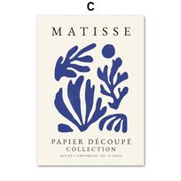 Mėlynos Matisse Abstraktūs Linijos Lapai Gėlė Balandis Sienos Menas Drobės Tapyba Nordic Plakatai Ir Spaudiniai Paveikslai Interjero Namų Dekoras 21x30cm No Framed