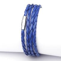 Mados moterų rankų darbo vyrų rankogaliai pinti odinė madinga apyrankė unisex apvyniojama apyrankė mėlyna
