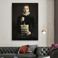 Europa Prancūziško stiliaus Popcorn Girl plakatai ir spaudiniai Vintažinis portretas Sienų menas HD nuotraukos Drobės tapyba Svetainės namų dekoras 21x30cm No Framed