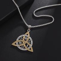 Joker New Stainless Steel Celtic Retro Viking Triangle Men's Titanium Pendant Star Moon Fan Necklace