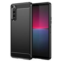 Dėklas Sony Xperia 10 V Dėklas Sony Xperia 10 V Buferis Silikoninis Anglies Pluošto Galinis Dėklas Sony Xperia 10 V 1 10 III Dėklas For Sony Xperia 10 V juoda