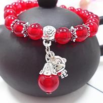 Rankų darbo raudonojo agato kristalo apyrankė su chalcedono akmenimis moterims Monkey