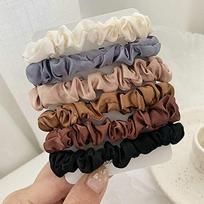 6 spalvų rinkinys Elastingi kaklaraiščiai plaukams šilkas satininis „scrunchie“ arklio uodegos virvelės Priedai Free Size