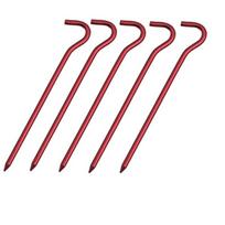 5Pcs/Set 18cm Aluminum Alloy Tent Spikes with Hook Garden Stakes Ground Spikes for Hammock Camping Wind Rope Awning Canopy 5Pcs raudona