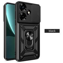 Šarvuotas smūgiams atsparus telefono dėklas Infinix Hot 30 4G dėklas su kameros apsaugos žiedu ir laikikliu, galinis dangtelis Infinix Hot 30i Hot30 i 30 Play Infinix Hot 30 4G juoda
