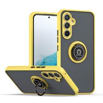 Smūgiams atsparus šarvuotas matinis dėklas Samsung Galaxy A55 A54 A35 A15 A34 A25 A14 A53 A33 A52S S23 S22 S24 Ultra Plus su žiedu ir magnetiniu dangteliu Galaxy A54 5G geltona