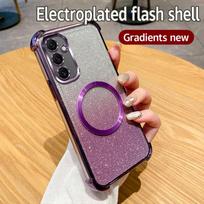 Clear Magnetic Ring Phone Case For Samsung Galaxy Note 10 20 S25 S24 S23 FE S22 S21 S20 Ultra Plus A06 A16 A36 A55 A35 A25 Cover For Galaxy Note 10 violetinė