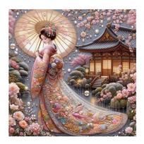 Deimantinės tapybos rinkiniai Kryželiu Japonė 5D DIY Deimantinė siuvinėjimo portretas Kalnų krištolai Pilna mozaika Dekoracija Namams Round 20x20cm