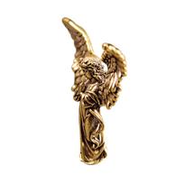 Rankų darbo žalvarinė angelo figūrėlė elegantiškai namų dekoracijai Žalvarinė statulėlė svetainei ar biurui eksponuoti Elegantiška