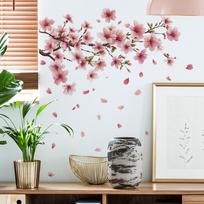Dažyti slyvų žiedų žiedlapių fonas Kraštovaizdžio dekoratyvūs sienų lipdukai 35*60cm/fun-g31 gray